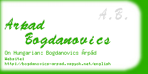 arpad bogdanovics business card