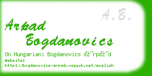 arpad bogdanovics business card